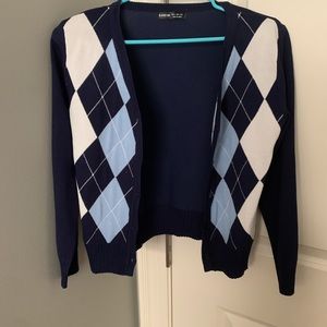 Shein Preppy Criss Cross Plaid Cardigan